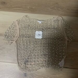 Sheer Rhinestone and Pearl Top